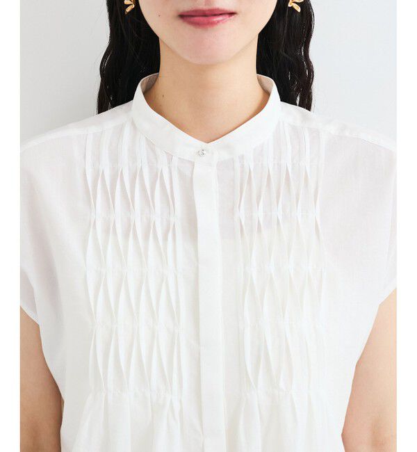 VIS「【接触冷感/洗える】気流染めスモッキングブラウス」|シャツ・ブラウス|