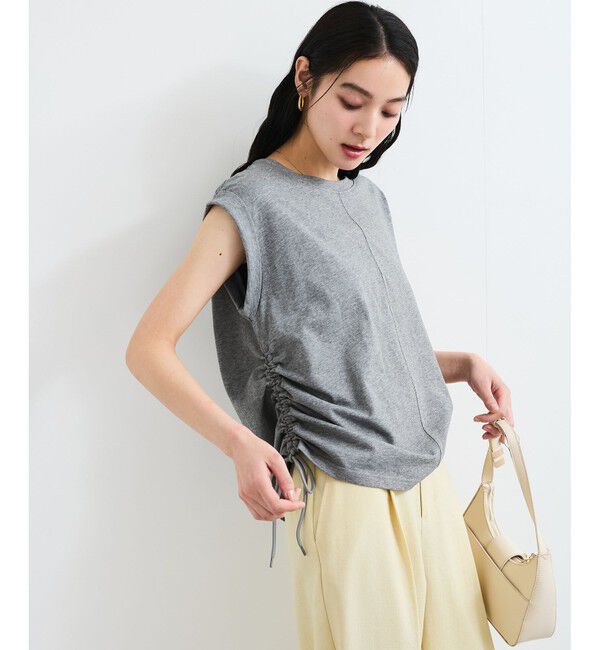 VIS「【WEB限定】サイドドロストシャーリングカットソー」|Tシャツ・カットソー|