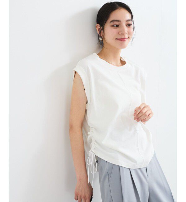 VIS「【WEB限定】サイドドロストシャーリングカットソー」|Tシャツ・カットソー|