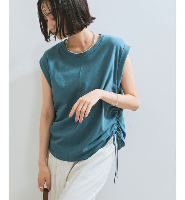 VIS「【WEB限定】サイドドロストシャーリングカットソー」|Tシャツ・カットソー|