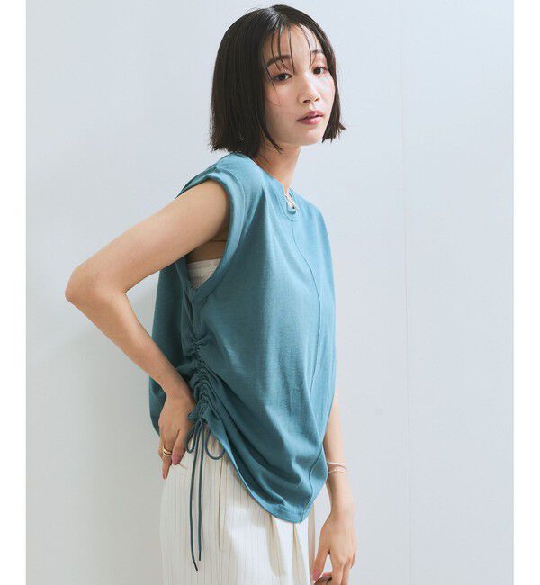 VIS「【WEB限定】サイドドロストシャーリングカットソー」|Tシャツ・カットソー|