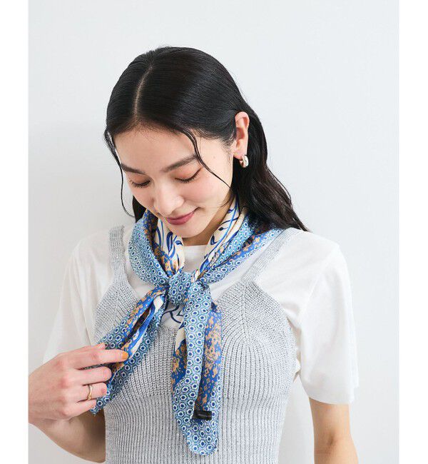 VIS「ポムグラネイト柄スカーフ70cm 」|バンダナ・スカーフ|ブルー系(47)