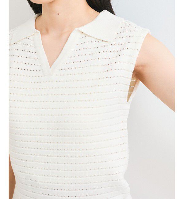 VIS「スキッパーフレンチスリーブアイレットニット」|ニット・セーター|