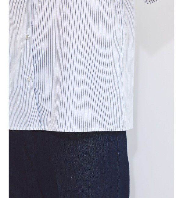 VIS「【防シワ】ラメミックスオフショルダー風ストライプシャツ」|シャツ・ブラウス|