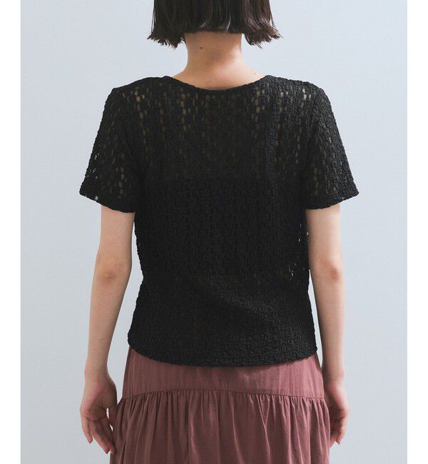 VIS「【WEB/一部店舗限定】胸ギャザーレースプルオーバー」|Tシャツ・カットソー|