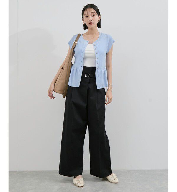 VIS「【アンチピリング/洗える】美SMARTショートスリーブペプラムニット」|ニット・セーター|