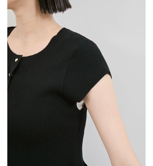 VIS「【アンチピリング/洗える】美SMARTショートスリーブペプラムニット」|ニット・セーター|