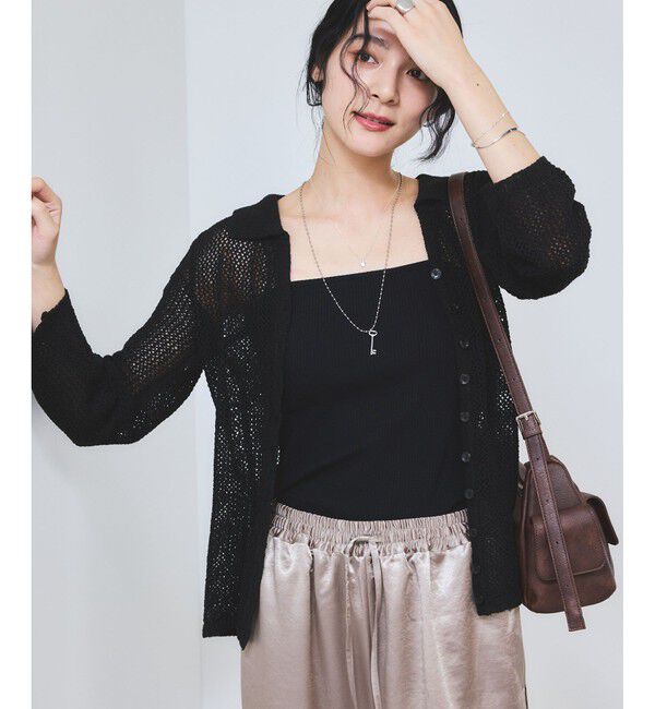 VIS「【WEB/一部店舗限定】配色ラメポロ襟カーディガン/美シルエット」|カーディガン|