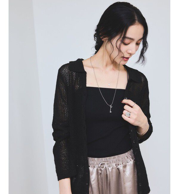 VIS「【WEB/一部店舗限定】配色ラメポロ襟カーディガン/美シルエット」|カーディガン|