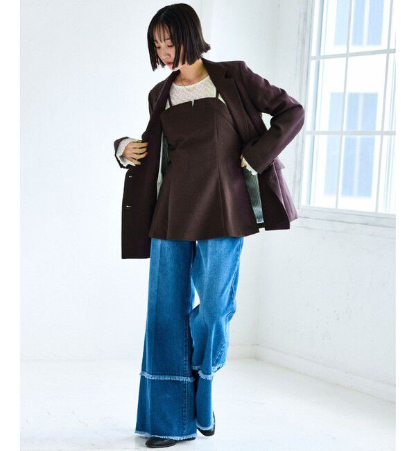 VIS「【美easy】ウーリッシュチュニック丈ビスチェ【セットアップ対応/洗える】」|キャミソール|