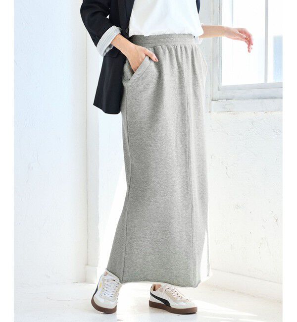 VIS「ミニ裏毛ナロースカート」|スカート|ライトグレー(08)