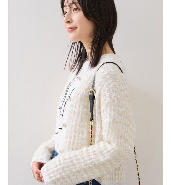 VIS「ファンシーツイードメタルボタンカーディガン」|カーディガン|