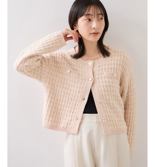 VIS「ファンシーツイードメタルボタンカーディガン」|カーディガン|