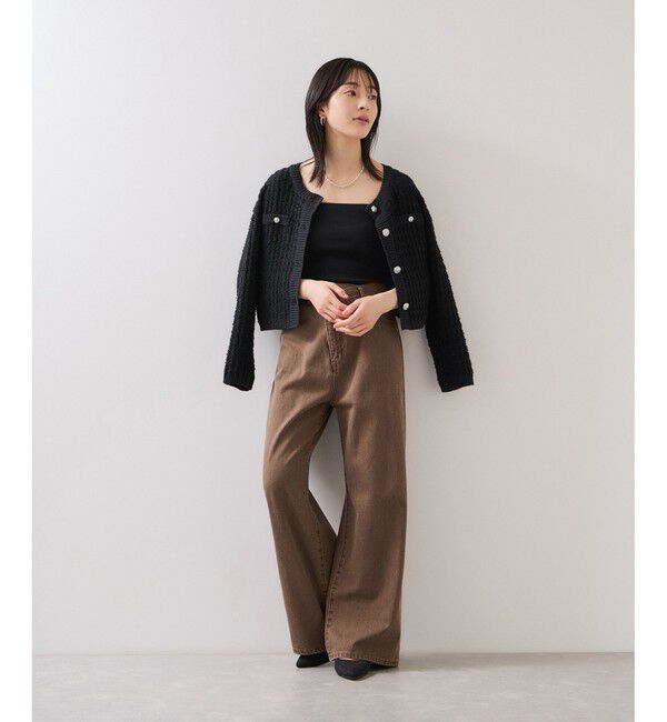 VIS「ファンシーツイードメタルボタンカーディガン」|カーディガン|