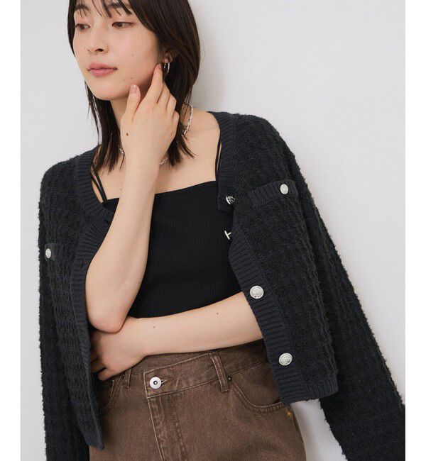 VIS「ファンシーツイードメタルボタンカーディガン」|カーディガン|ネイビー系(41)