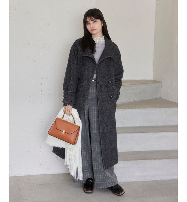 VIS「尾州シャギースタンドカラーロングコート/静電気防止・WEB限定PS・TMサイズ」|その他|