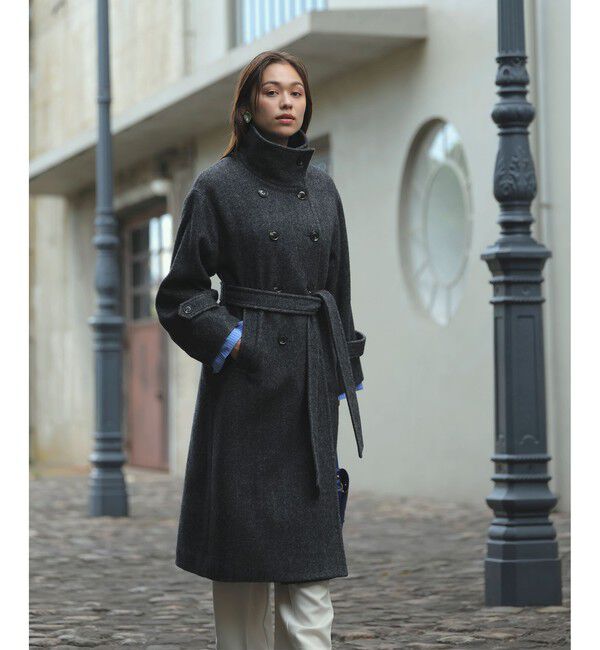 VIS「尾州シャギースタンドカラーロングコート/静電気防止・WEB限定PS・TMサイズ」|その他|