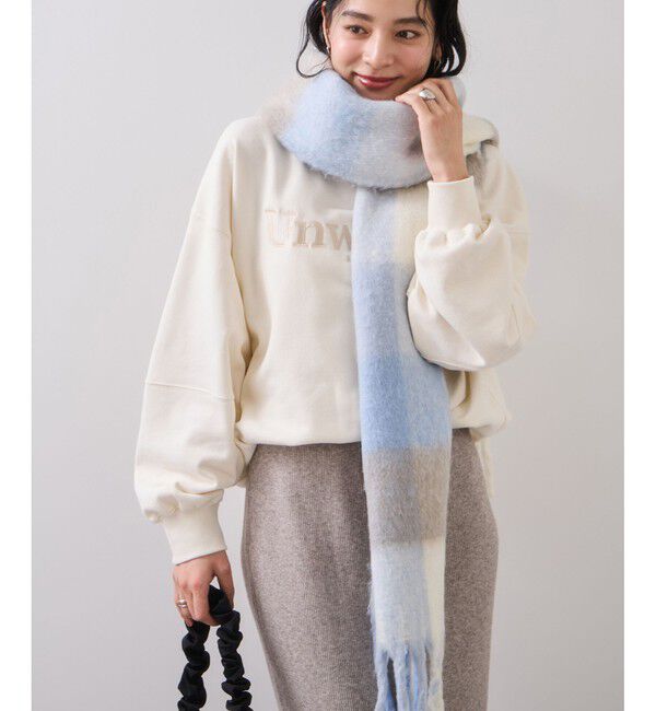 VIS「ふわふわフリンジチェックマフラー/静電気防止」|マフラー|