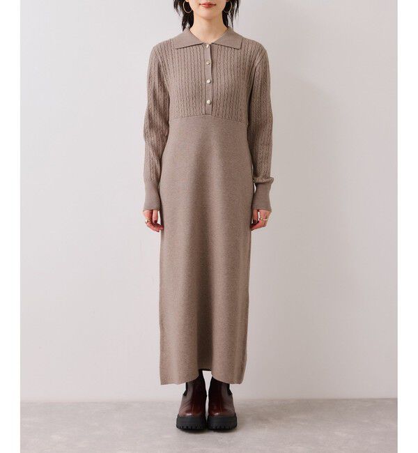 VIS「ポロケーブルモチモチニットワンピース」|ワンピース|