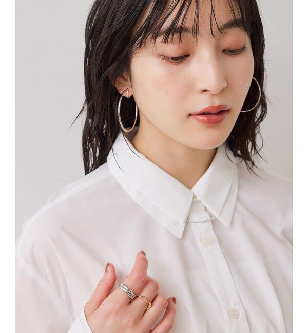 VIS「無地＆ストライプダブルカラーウエスト切り替えシャツ」|シャツ・ブラウス|