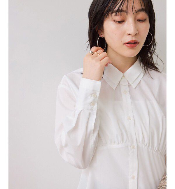 VIS「無地＆ストライプダブルカラーウエスト切り替えシャツ」|シャツ・ブラウス|