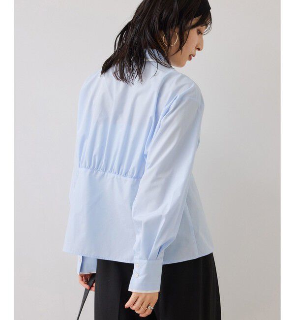 VIS「無地＆ストライプダブルカラーウエスト切り替えシャツ」|シャツ・ブラウス|