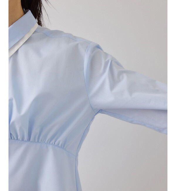 VIS「無地＆ストライプダブルカラーウエスト切り替えシャツ」|シャツ・ブラウス|