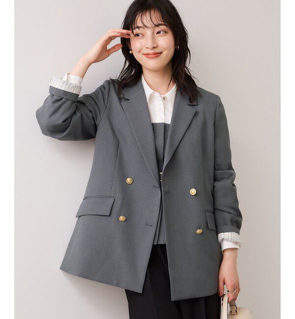 VIS「【美easy】コンフォート金ボタンジャケット/イージーケア・UVケア・セットアップ対応」|テーラードジャケット|