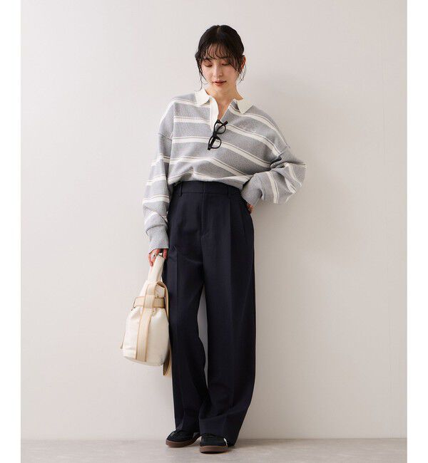 VIS「【美easy】コンフォートストレートワイドパンツ/イージーケア・UVケア・セットアップ対応」|チノ|