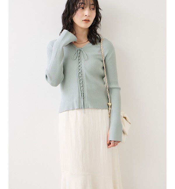 VIS「レースアップリブニット」|ニット・セーター|