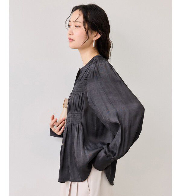 VIS「エアリーサテンシャーリングブラウス/イージーケア」|シャツ・ブラウス|