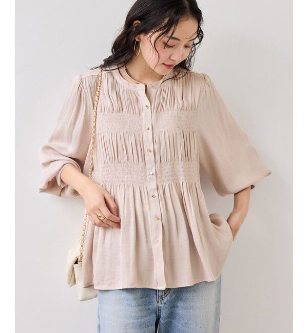 VIS「エアリーサテンシャーリングブラウス/イージーケア」|シャツ・ブラウス|ピンク(63)