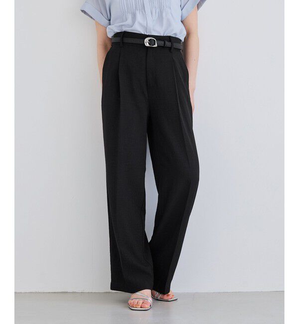 VIS「美easyリネンライクワイドパンツ/イージーケア・接触冷感・セットアップ対応」|チノ|