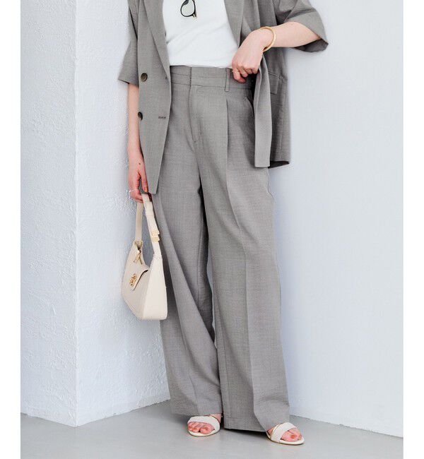 VIS「美easyリネンライクワイドパンツ/イージーケア・接触冷感・セットアップ対応」|チノ|グレー(07)