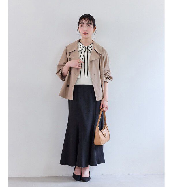 VIS「リボン付き半袖ニットプルオーバー/イージーケア」|ニット・セーター|