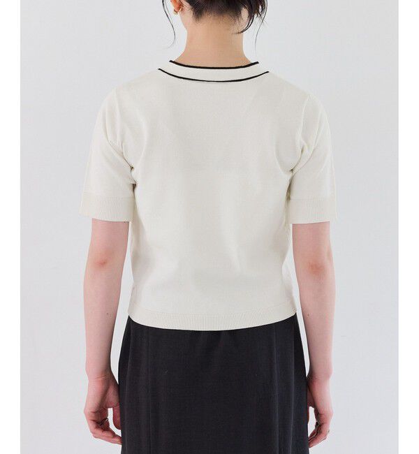 VIS「リボン付き半袖ニットプルオーバー/イージーケア」|ニット・セーター|