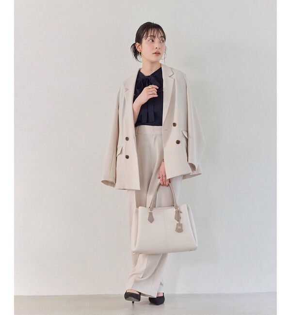 VIS「リボン付き半袖ニットプルオーバー/イージーケア」|ニット・セーター|