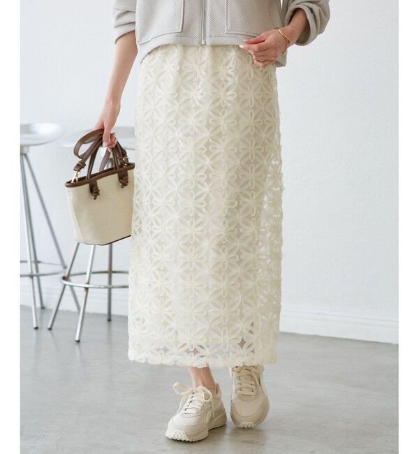 Rope&rsquo;Picnic「フラワーチュールレースアイラインスカート」|スカート|