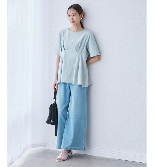 Rope&rsquo;Picnic「【ウエスト革命デニム】ウエストシェイプデニムワイドパンツ」|デニム|