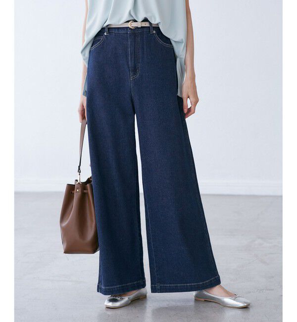 Rope&rsquo;Picnic「【ウエスト革命デニム】ウエストシェイプデニムワイドパンツ」|デニム|