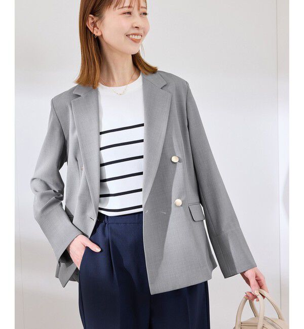 Rope&rsquo;Picnic「カナパ 金ボタンジャケット/セットアップ対応・UV・抗菌防臭・接触冷感」|テーラードジャケット|