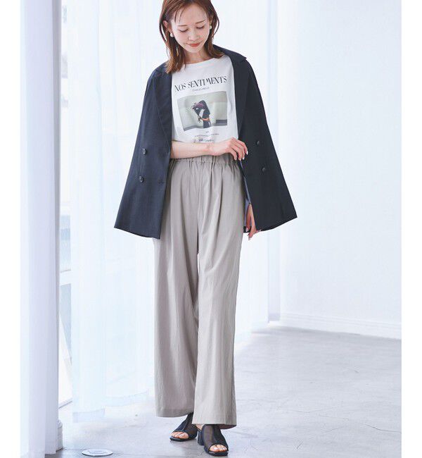 Rope&rsquo;Picnic「【UVカット】レーヨンナイロンイージーワイドパンツ」|チノ|