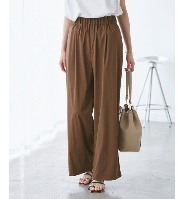 Rope&rsquo;Picnic「【UVカット】レーヨンナイロンイージーワイドパンツ」|チノ|