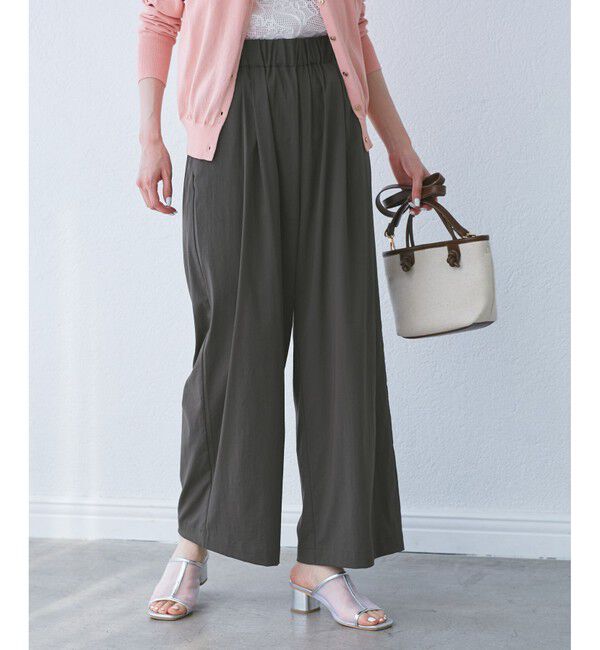 Rope&rsquo;Picnic「【UVカット】レーヨンナイロンイージーワイドパンツ」|チノ|