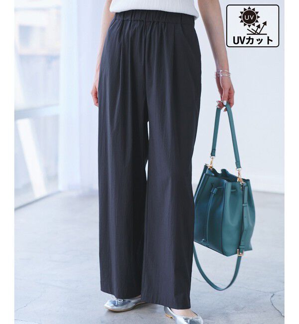 Rope&rsquo;Picnic「【UVカット】レーヨンナイロンイージーワイドパンツ」|チノ|ネイビー(40)