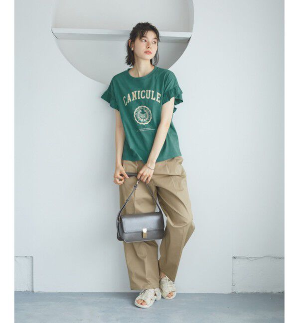 Rope&rsquo;Picnic「袖フリルカレッジロゴTシャツ」|Tシャツ・カットソー|