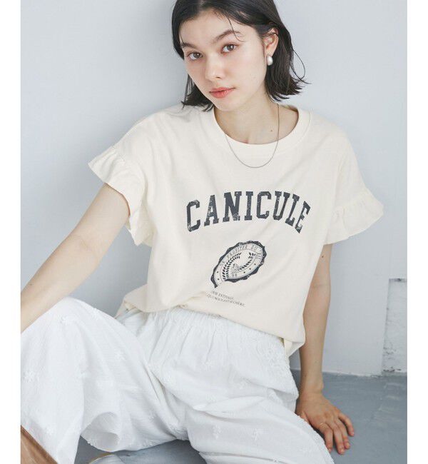 Rope&rsquo;Picnic「袖フリルカレッジロゴTシャツ」|Tシャツ・カットソー|