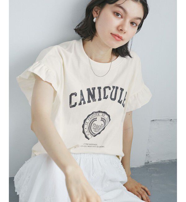 Rope&rsquo;Picnic「袖フリルカレッジロゴTシャツ」|Tシャツ・カットソー|