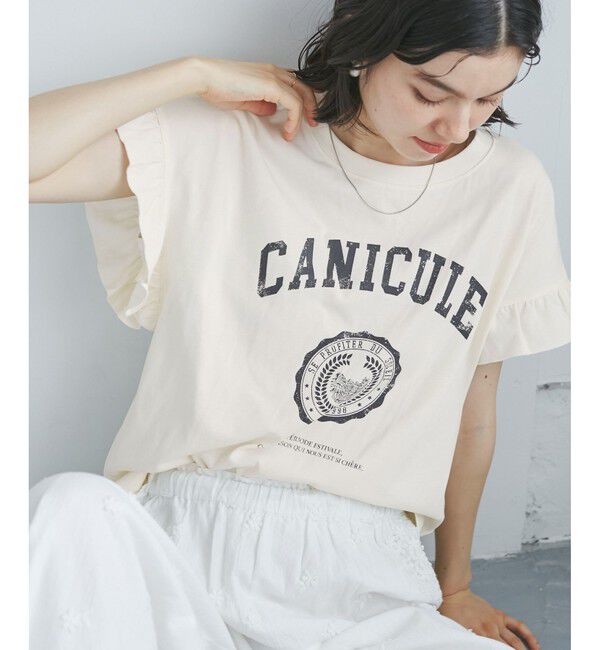 Rope&rsquo;Picnic「袖フリルカレッジロゴTシャツ」|Tシャツ・カットソー|オフホワイト(15)