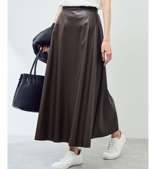 Rope&rsquo;Picnic「シンセティックレザーフレアロングスカート」|スカート|